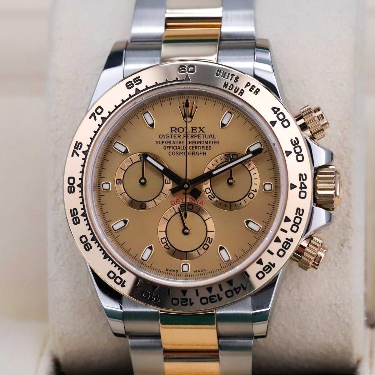 Rolex Daytona Chrono 40mm Champagne Dial Oyster Two Tone 18k Yellow Gold 116503