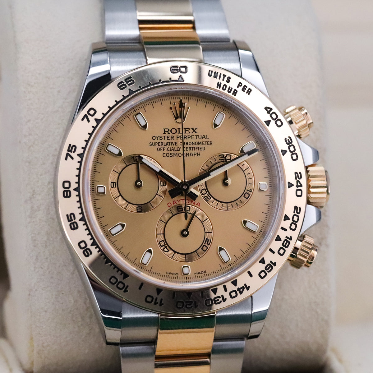 Rolex Daytona Chrono 40mm Champagne Dial Oyster Two Tone 18k Yellow Gold 116503