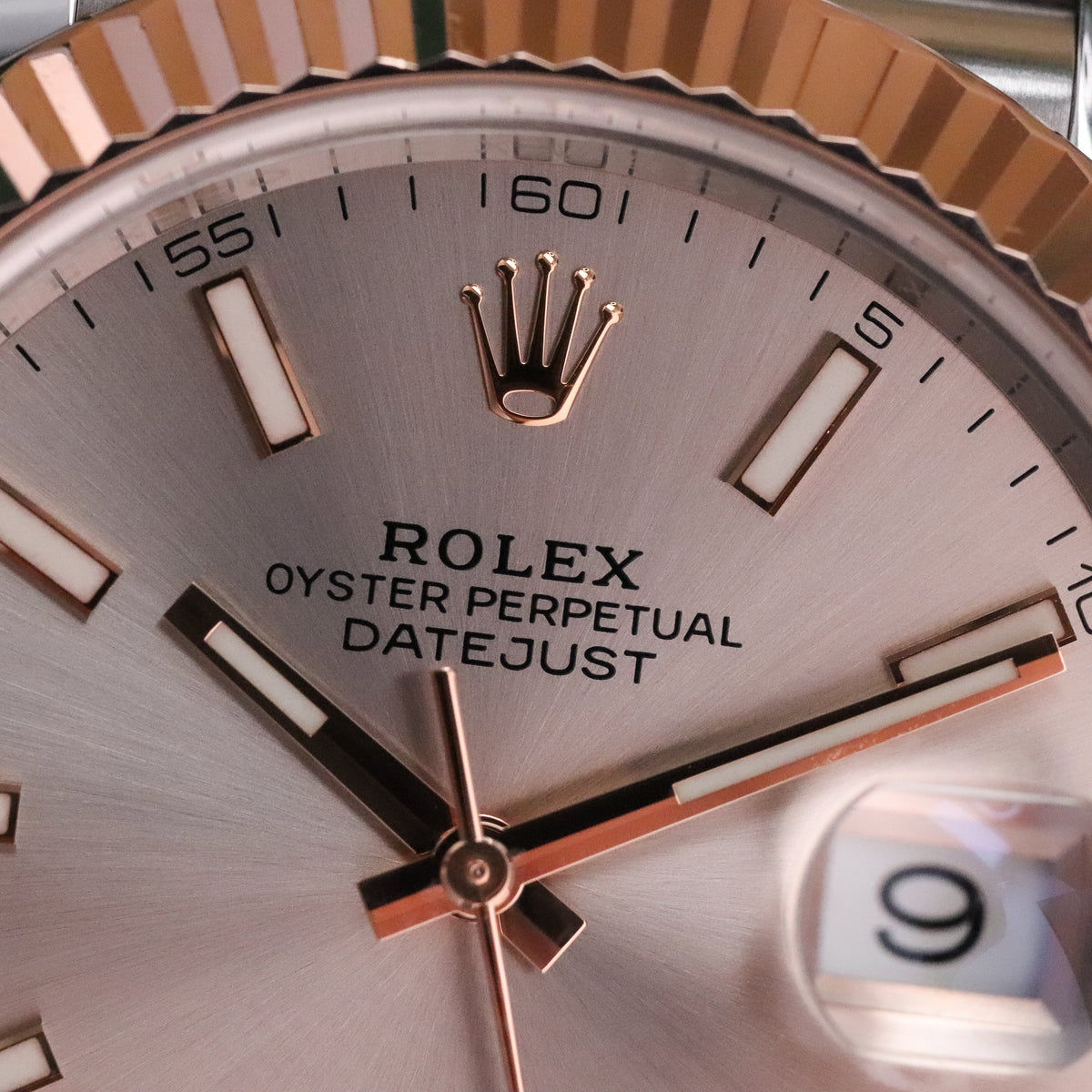 Rolex Datejust 41mm Sunburst Dial Rose Gold Fluted Bezel Jubilee Bracelet 126331