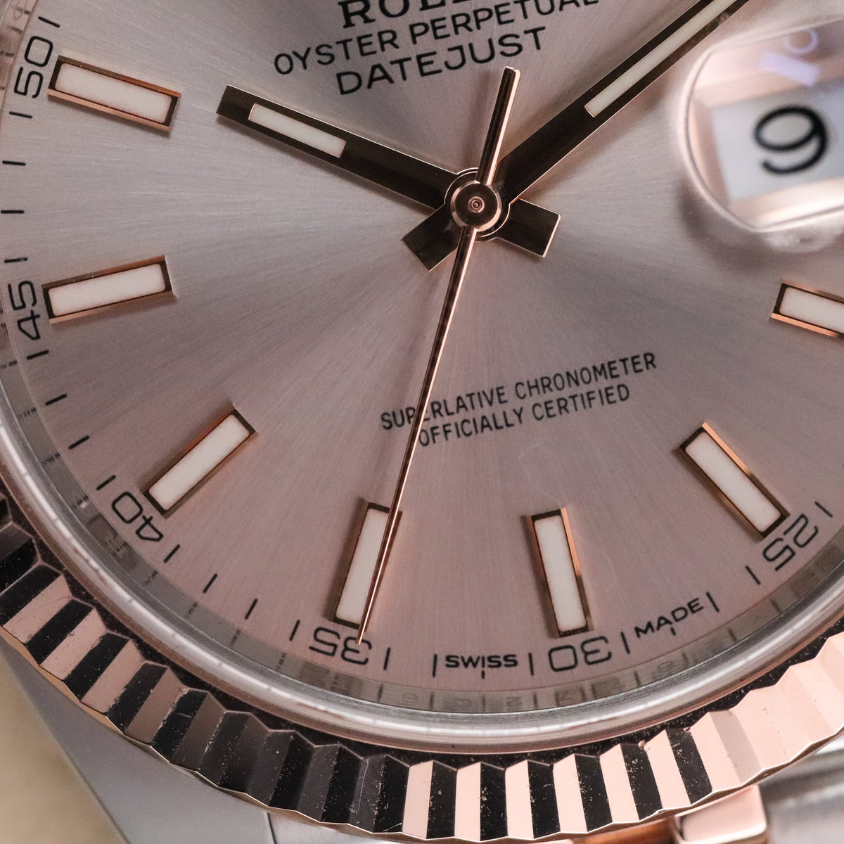 Rolex Datejust 41mm Sunburst Dial Rose Gold Fluted Bezel Jubilee Bracelet 126331