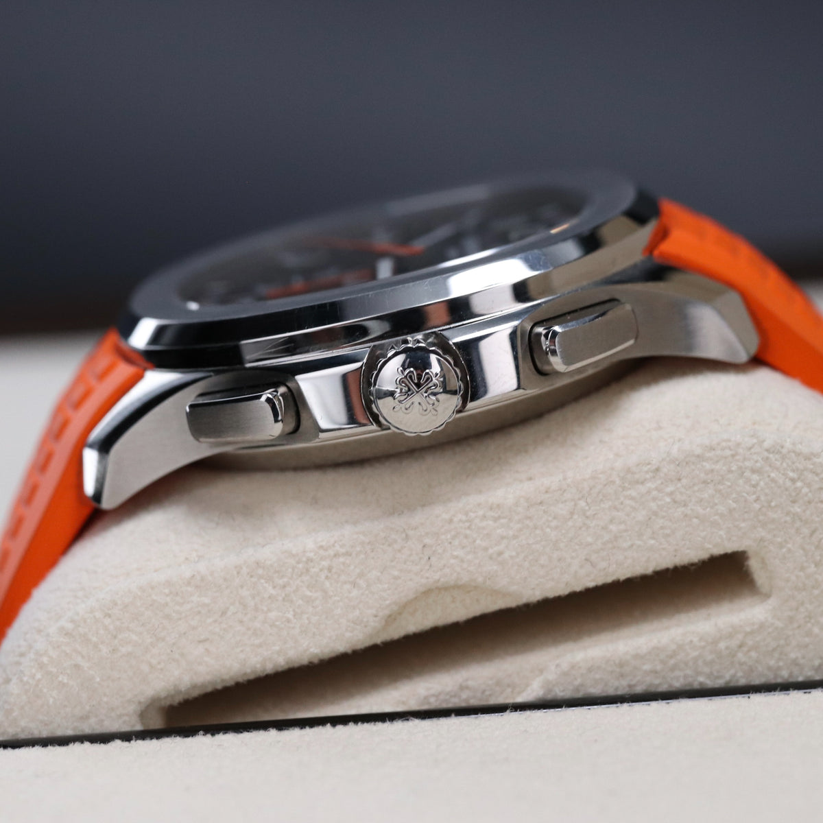 Patek Philippe 5968A Aquanaut 42mm Chronograph Stainless Steel Black Dial Orange Sport 5968A-001