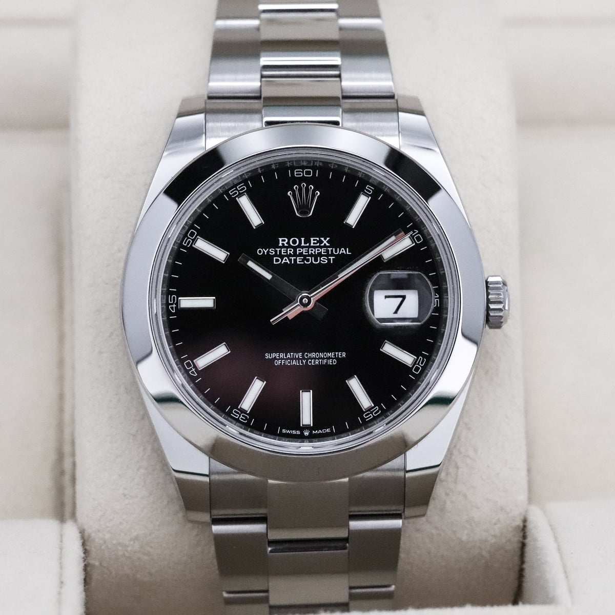 Rolex Datejust 41mm Black Dial Stainless Steel Smooth Bezel Oyster Bracelet 126300