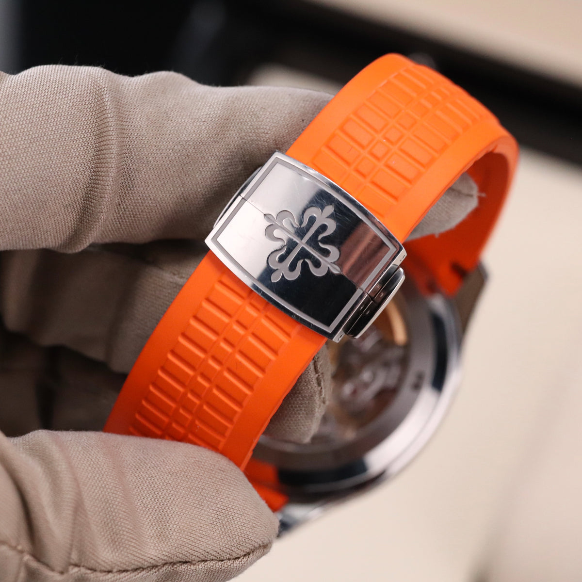 Patek Philippe 5968A Aquanaut 42mm Chronograph Stainless Steel Black Dial Orange Sport 5968A-001