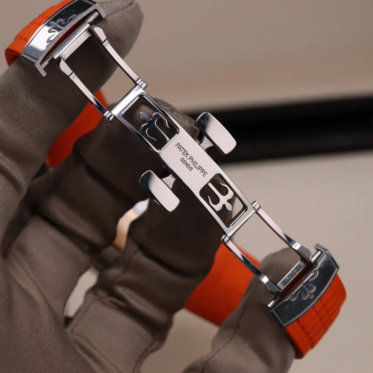 Patek Philippe 5968A Aquanaut 42mm Chronograph Stainless Steel Black Dial Orange Sport 5968A-001