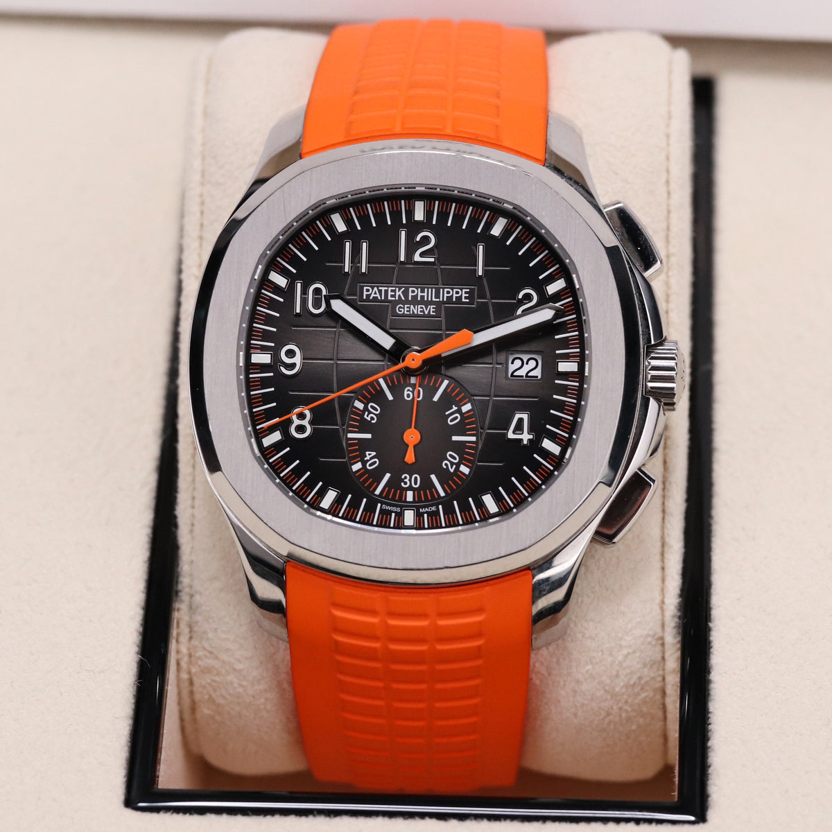 Patek Philippe 5968A Aquanaut 42mm Chronograph Stainless Steel Black Dial Orange Sport 5968A-001