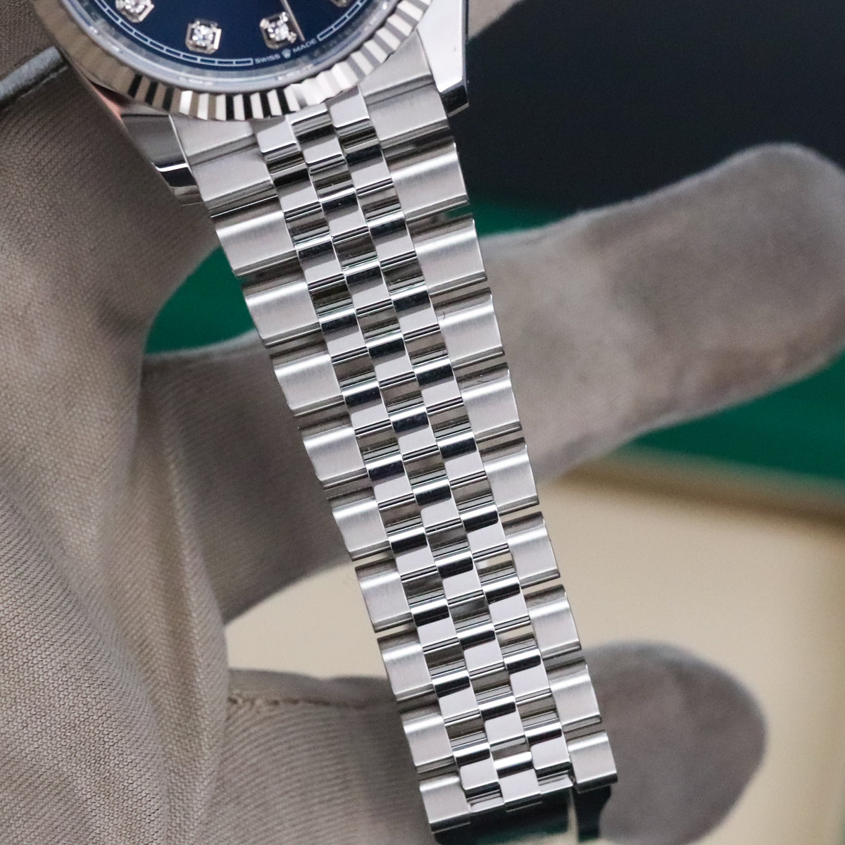 Rolex Datejust 36 36mm Blue Dial Steel Diamond Markers Fluted Bezel Jubilee 126234 Complete Set