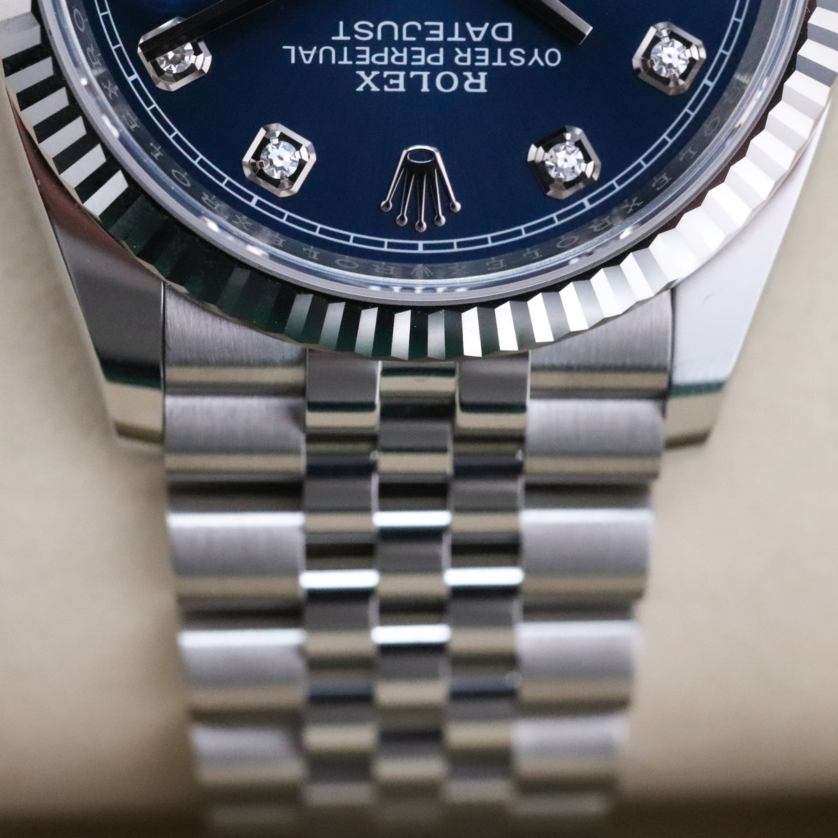 Rolex Datejust 36 36mm Blue Dial Steel Diamond Markers Fluted Bezel Jubilee 126234 Complete Set