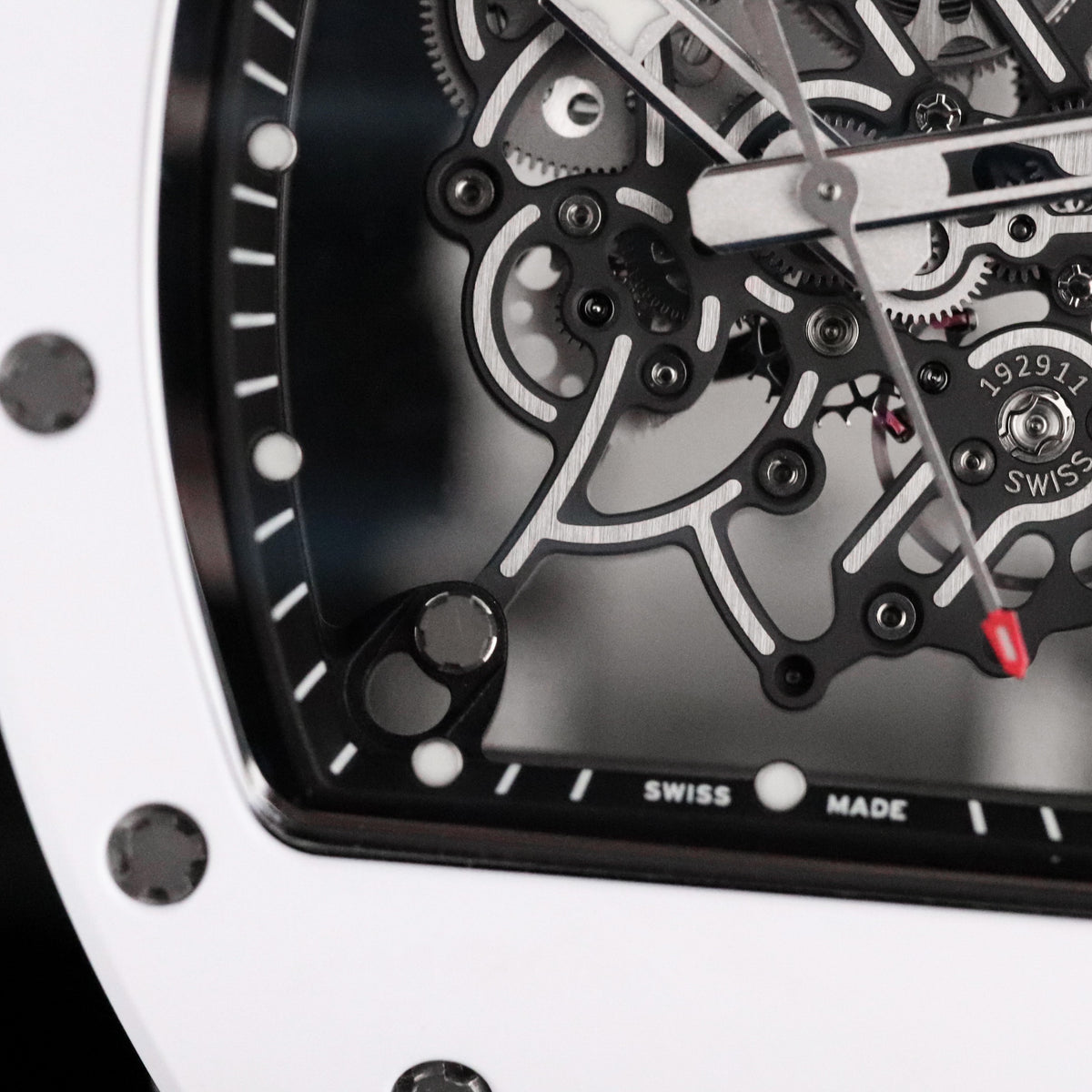 Richard Mille RM 055 Bubba Watson White Ceramic Golf Skeleton Titanium White Rubber 49.8mm x 42mm