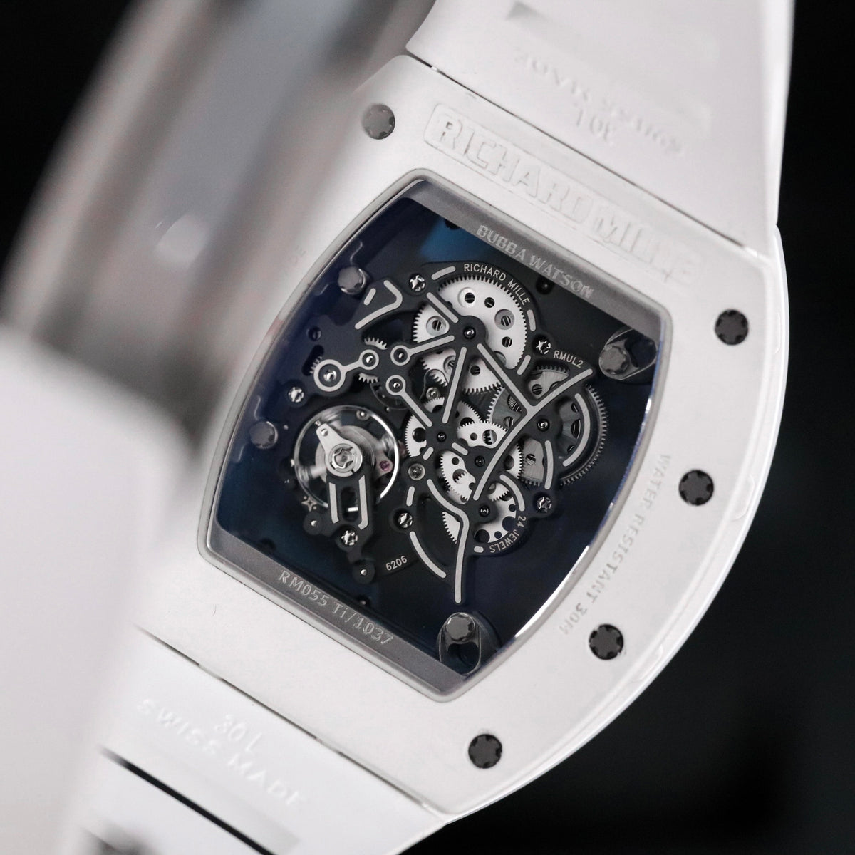 Richard Mille RM 055 Bubba Watson White Ceramic Golf Skeleton Titanium White Rubber 49.8mm x 42mm