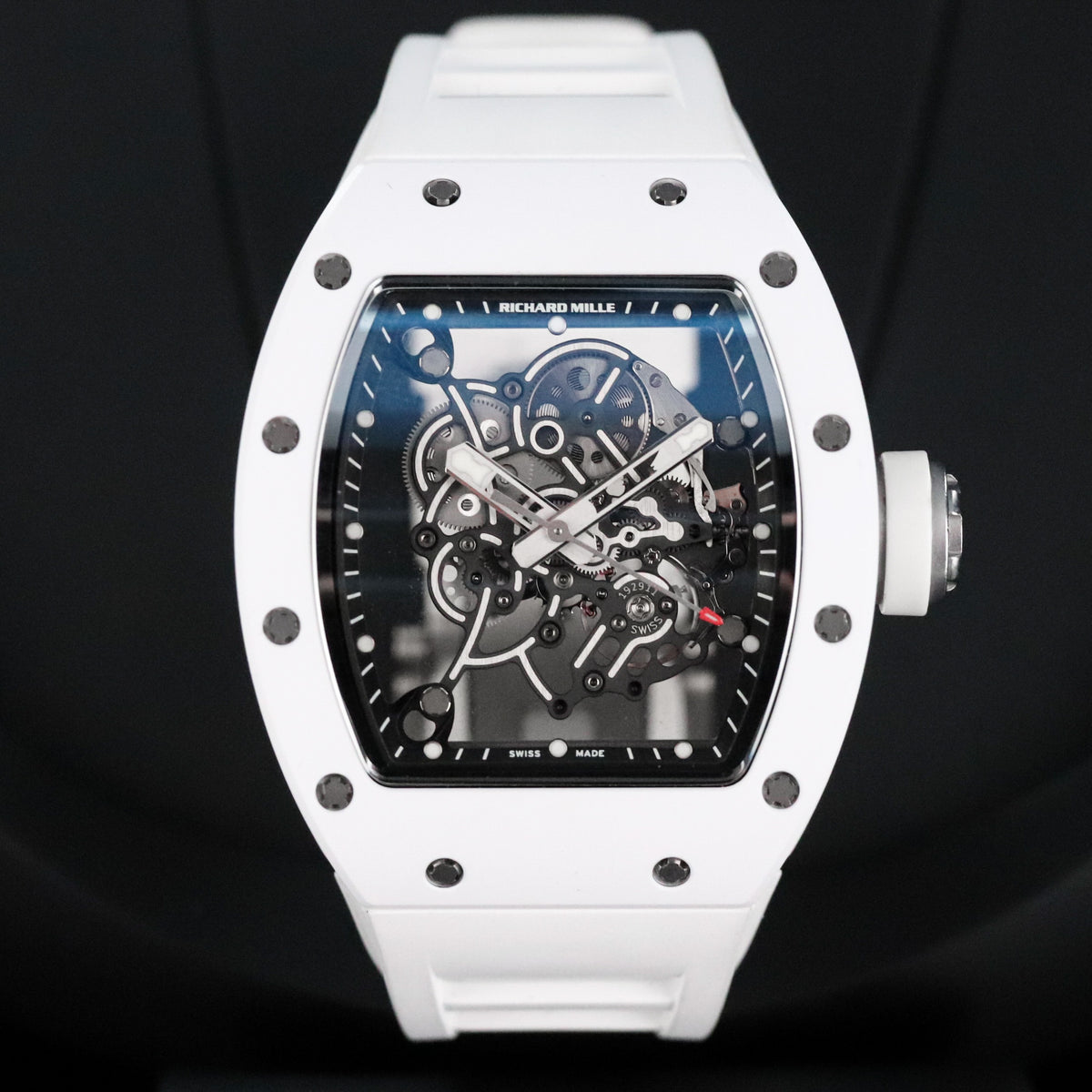 Richard Mille RM 055 Bubba Watson White Ceramic Golf Skeleton Titanium White Rubber 49.8mm x 42mm