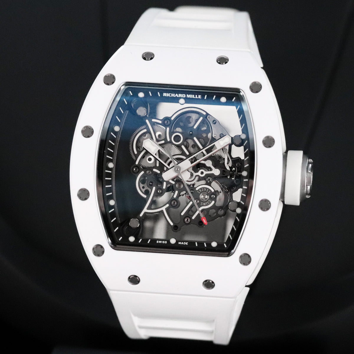 Richard Mille RM 055 Bubba Watson White Ceramic Golf Skeleton Titanium White Rubber 49.8mm x 42mm