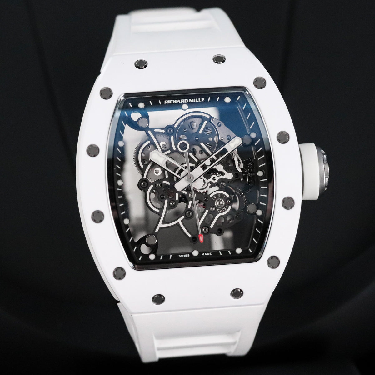 Richard Mille RM 055 Bubba Watson White Ceramic Golf Skeleton Titanium White Rubber 49.8mm x 42mm