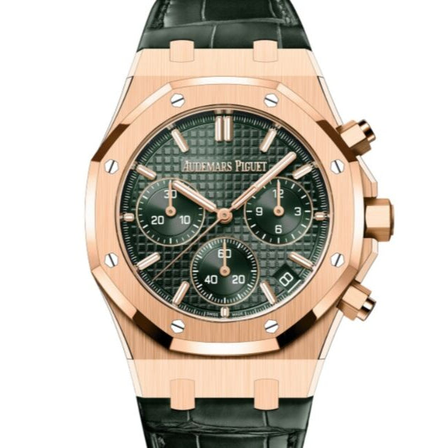 Audemars Piguet Royal Oak Chrono 41mm Rose Gold Green Dial Alligator Strap 26240OR.OO.D404CR.02