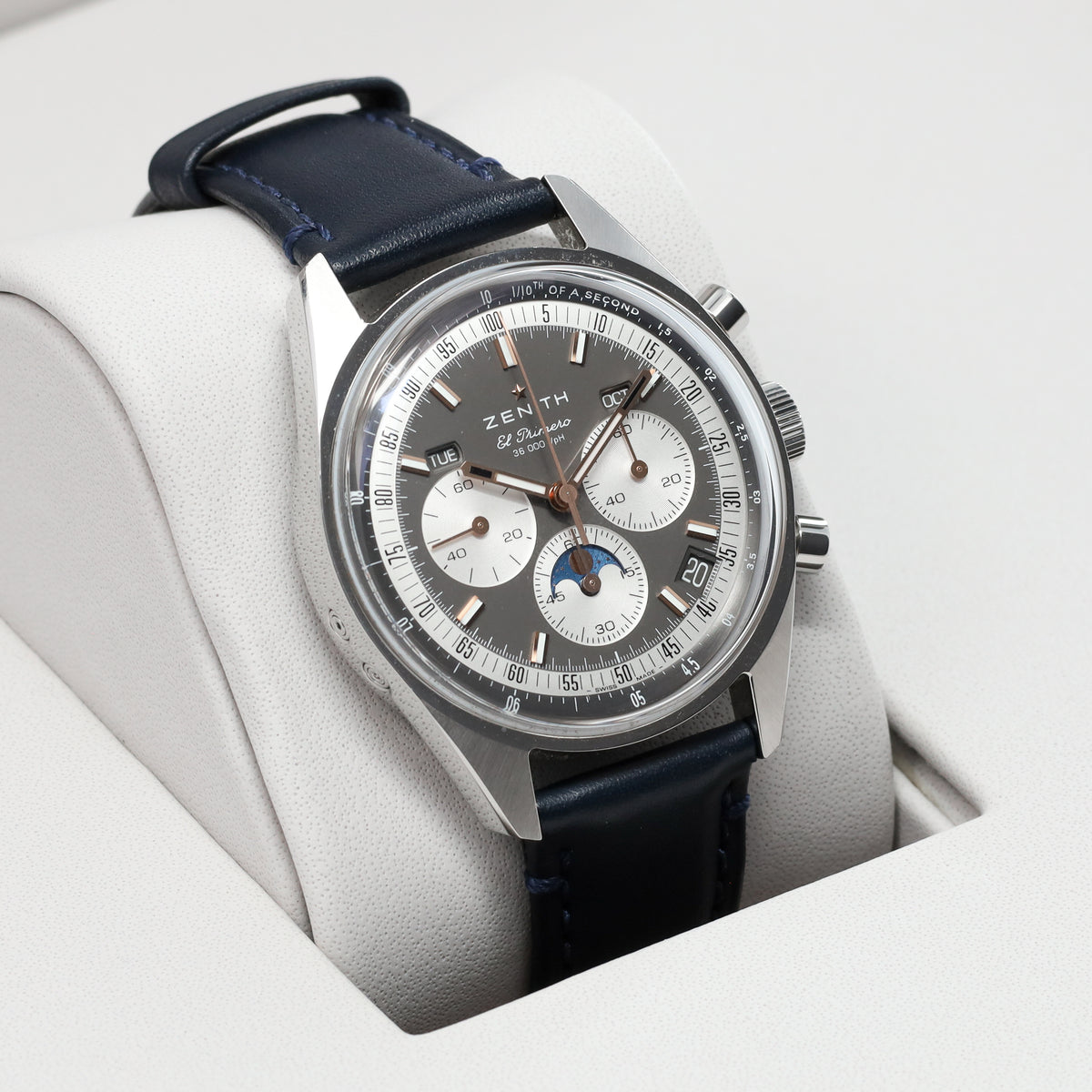 Zenith Chronomaster Original Triple Calendar 38mm 2025 Boutique Edition Steel Case Grey Dial Blue Strap 03.3400.3610/39.C910