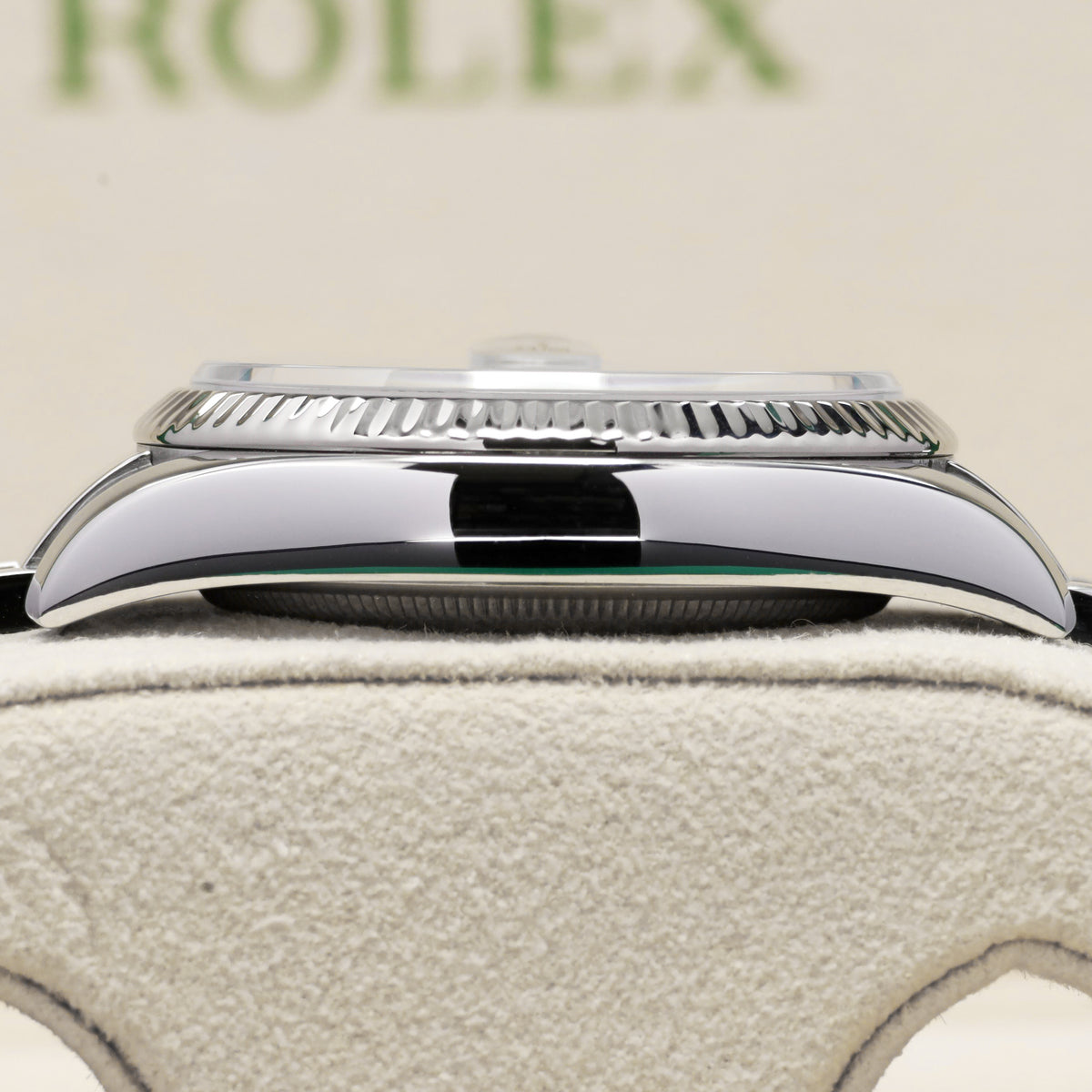 Rolex Datejust 2007 Complete 36mm Stainless Steel and 18k White Gold Tuxedo Dial / Black and Silver Dial 18k White Gold Fluted Bezel Stainless Steel Bracelet with Rolex Clasp 116234
