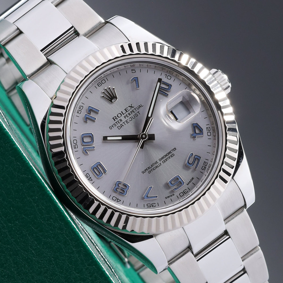 Rolex Datejust II 2016  Complete 41mm Stainless Steel Silver Arabic Dial  Fluted Oyster Bracelet 116334