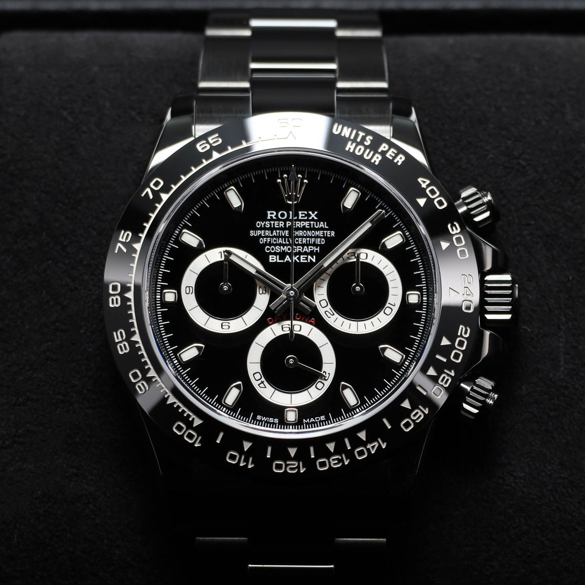 Blaken Rolex Daytona 2025 Complete 40mm Stainless Steel Black Blaken Custom Dial Black Cerachrom Ceramic Bezel Oyster Bracelet 116500LN
