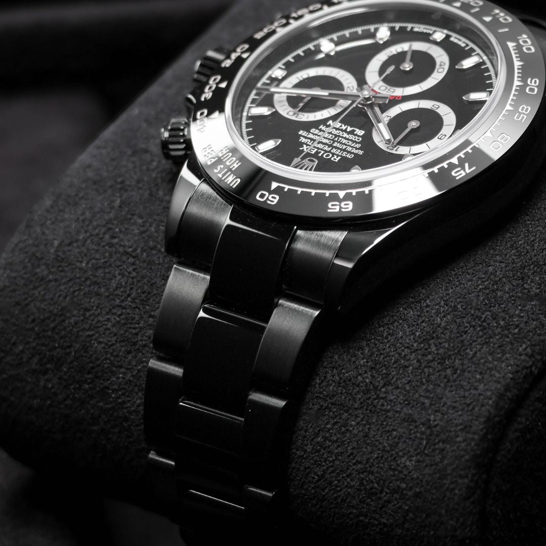 Blaken Rolex Daytona 2025 Complete 40mm Stainless Steel Black Blaken Custom Dial Black Cerachrom Ceramic Bezel Oyster Bracelet 116500LN