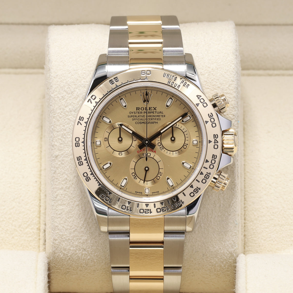 Rolex Daytona 2023 Complete 40mm Oystersteel Champagne Yellow Gold Bezel Oyster Bracelet 116503