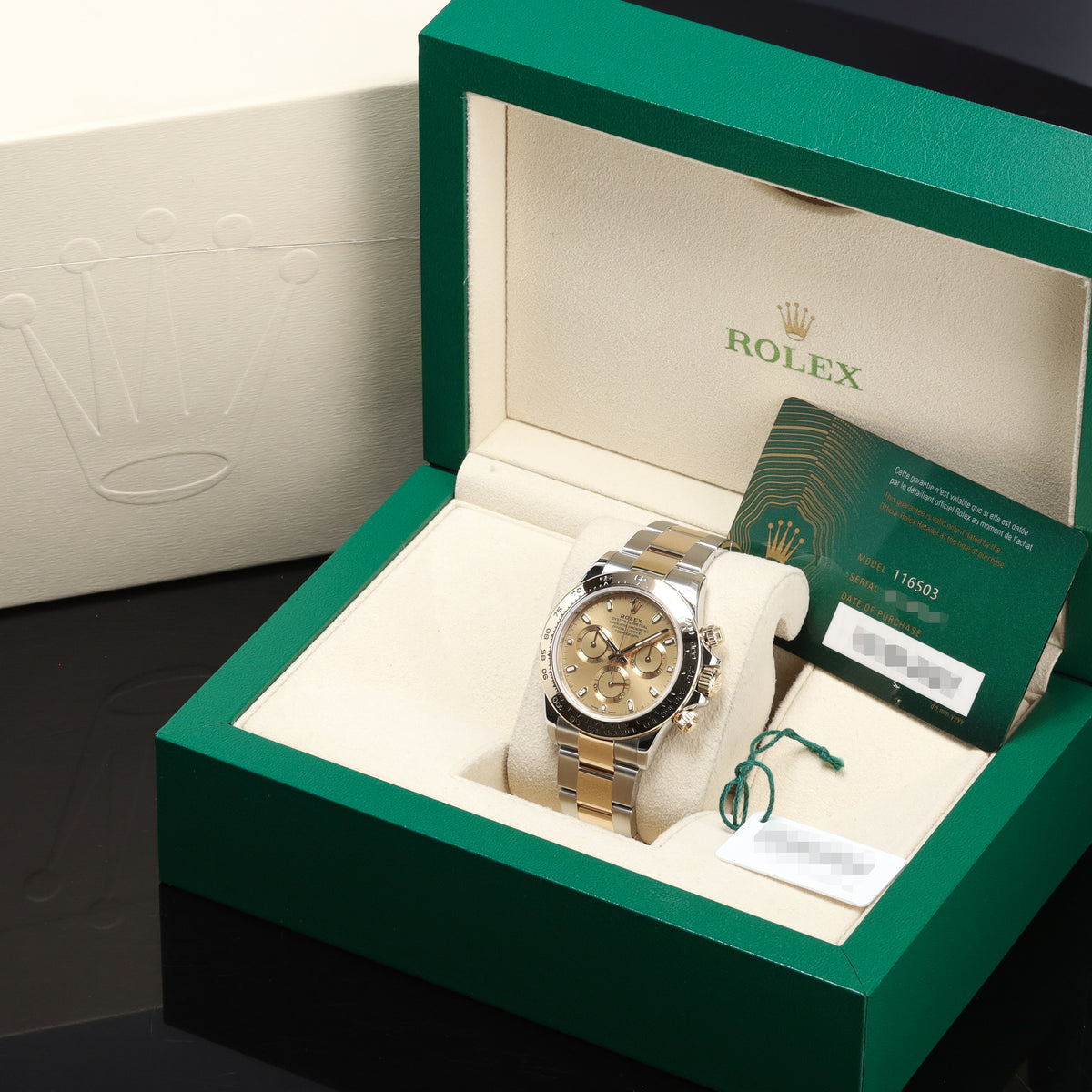 Rolex Daytona 2023 Complete 40mm Oystersteel Champagne Yellow Gold Bezel Oyster Bracelet 116503