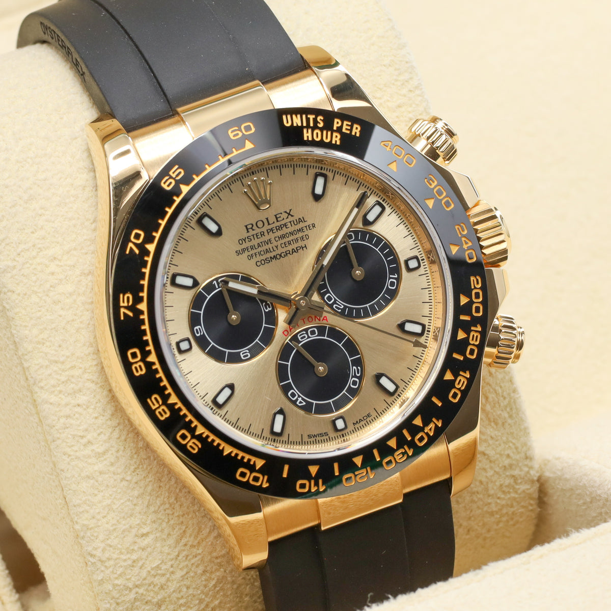 Rolex Daytona Pikachu 2022 Complete 40mm 18K Yellow Gold Yellow Dial Black Cerachrom Bezel with Tachymeter Scale Rubber Bracelet 116518LN
