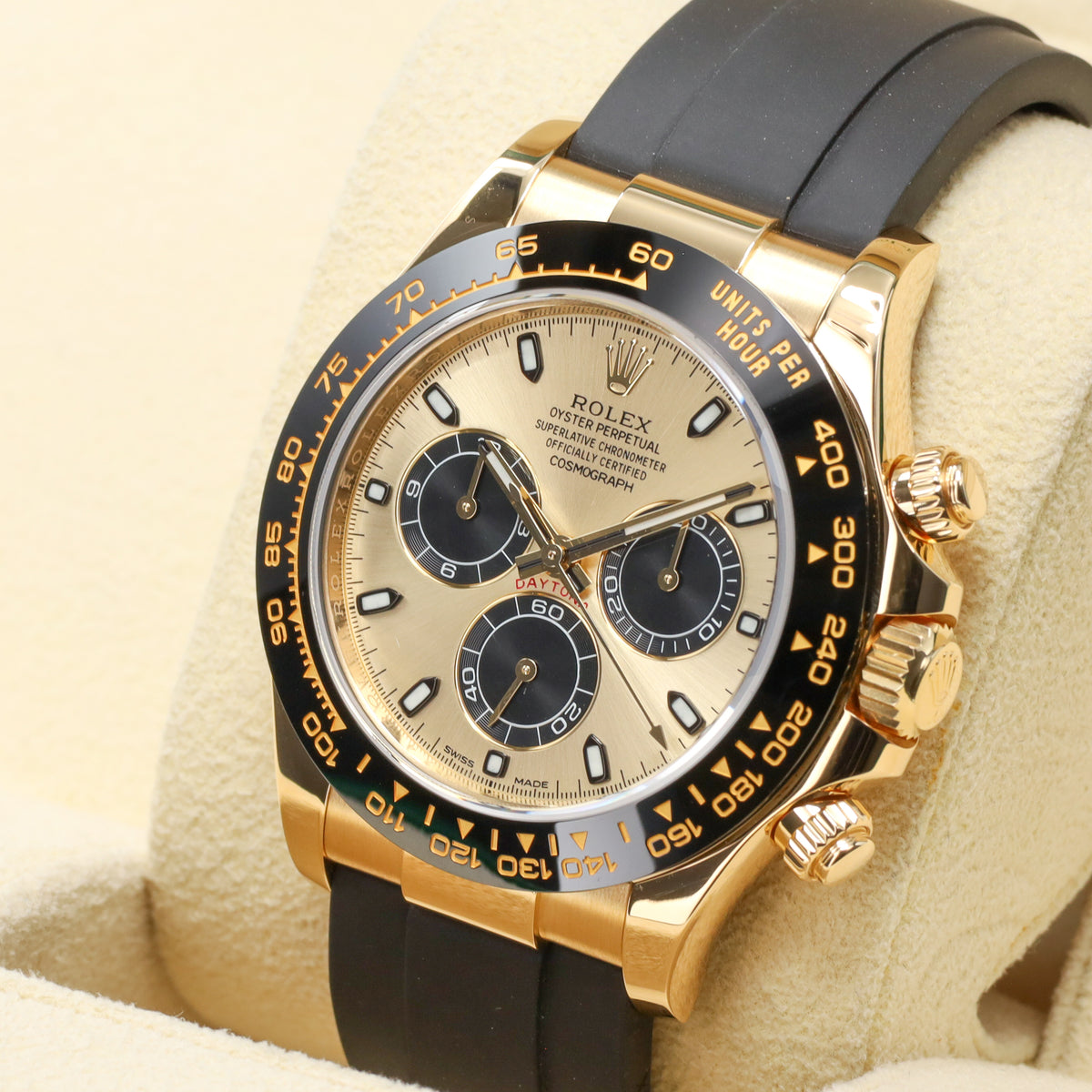 Rolex Daytona Pikachu 2022 Complete 40mm 18K Yellow Gold Yellow Dial Black Cerachrom Bezel with Tachymeter Scale Rubber Bracelet 116518LN