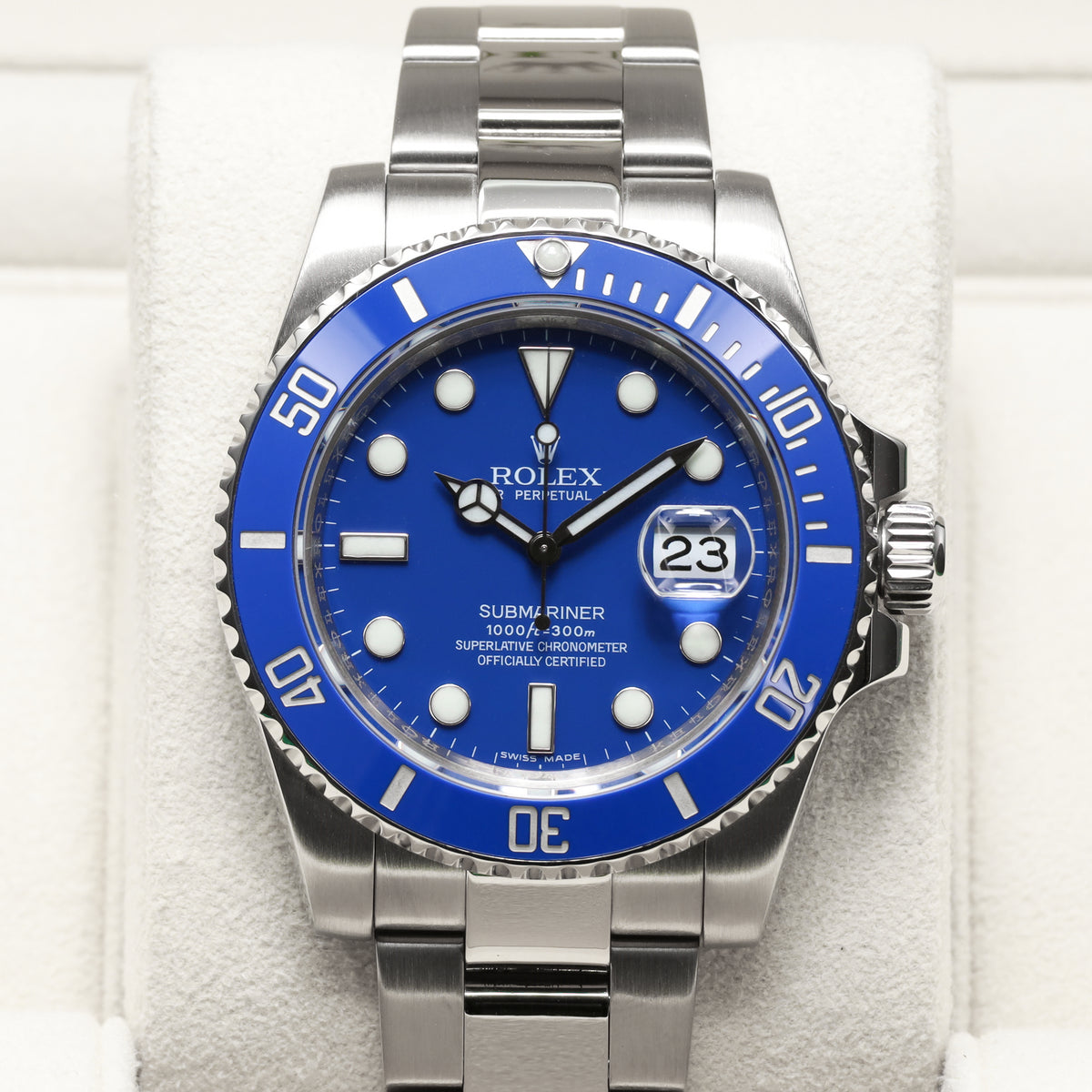 Rolex Submariner Date "Smurf" Complete 40mm 18k White Gold Blue Dial Blue Cerachrom Ceramic Bezel 18k White Gold Oyster Bracelet 116619LB