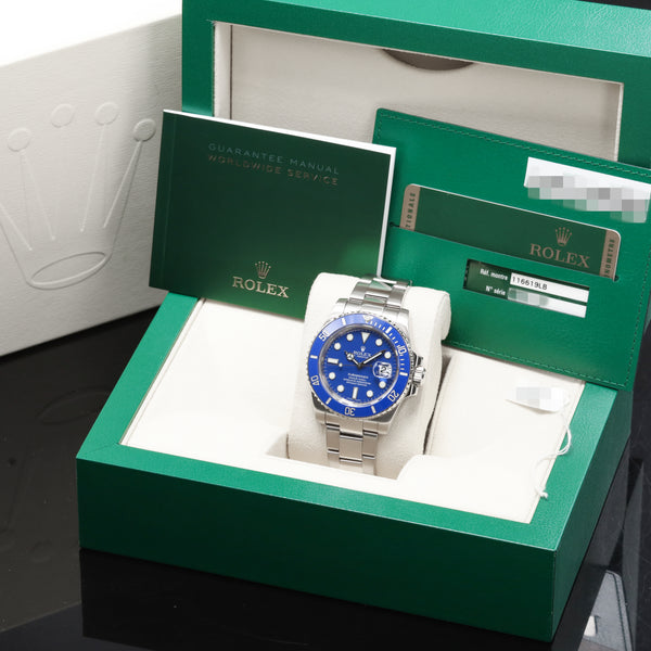 Rolex Submariner Date "Smurf" Complete 40mm 18k White Gold Blue Dial Blue Cerachrom Ceramic Bezel 18k White Gold Oyster Bracelet 116619LB
