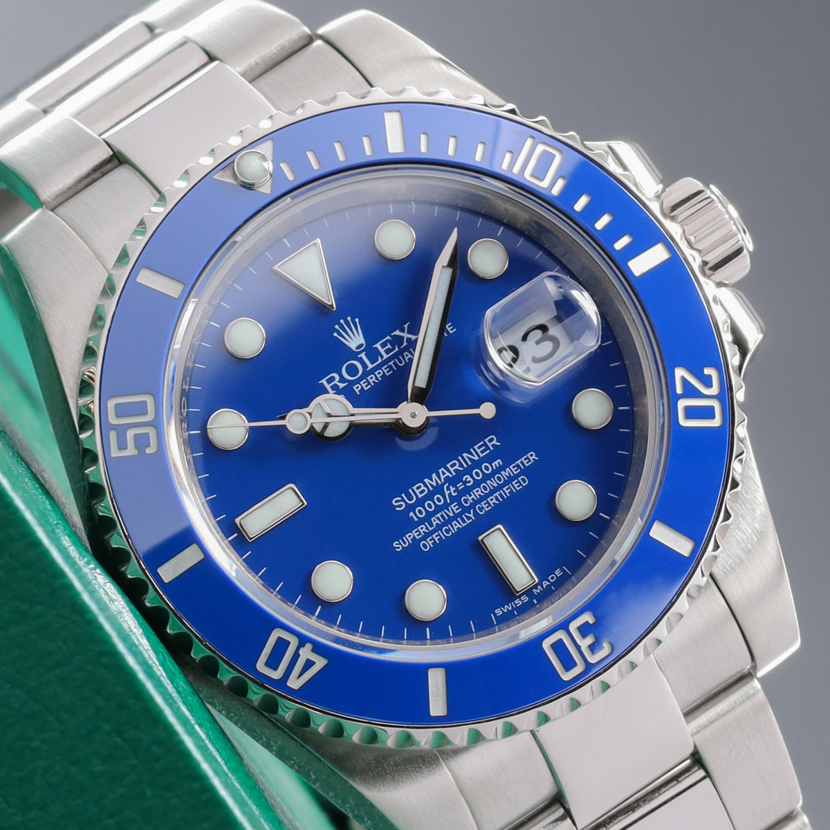 Rolex Submariner Date "Smurf" Complete 40mm 18k White Gold Blue Dial Blue Cerachrom Ceramic Bezel 18k White Gold Oyster Bracelet 116619LB