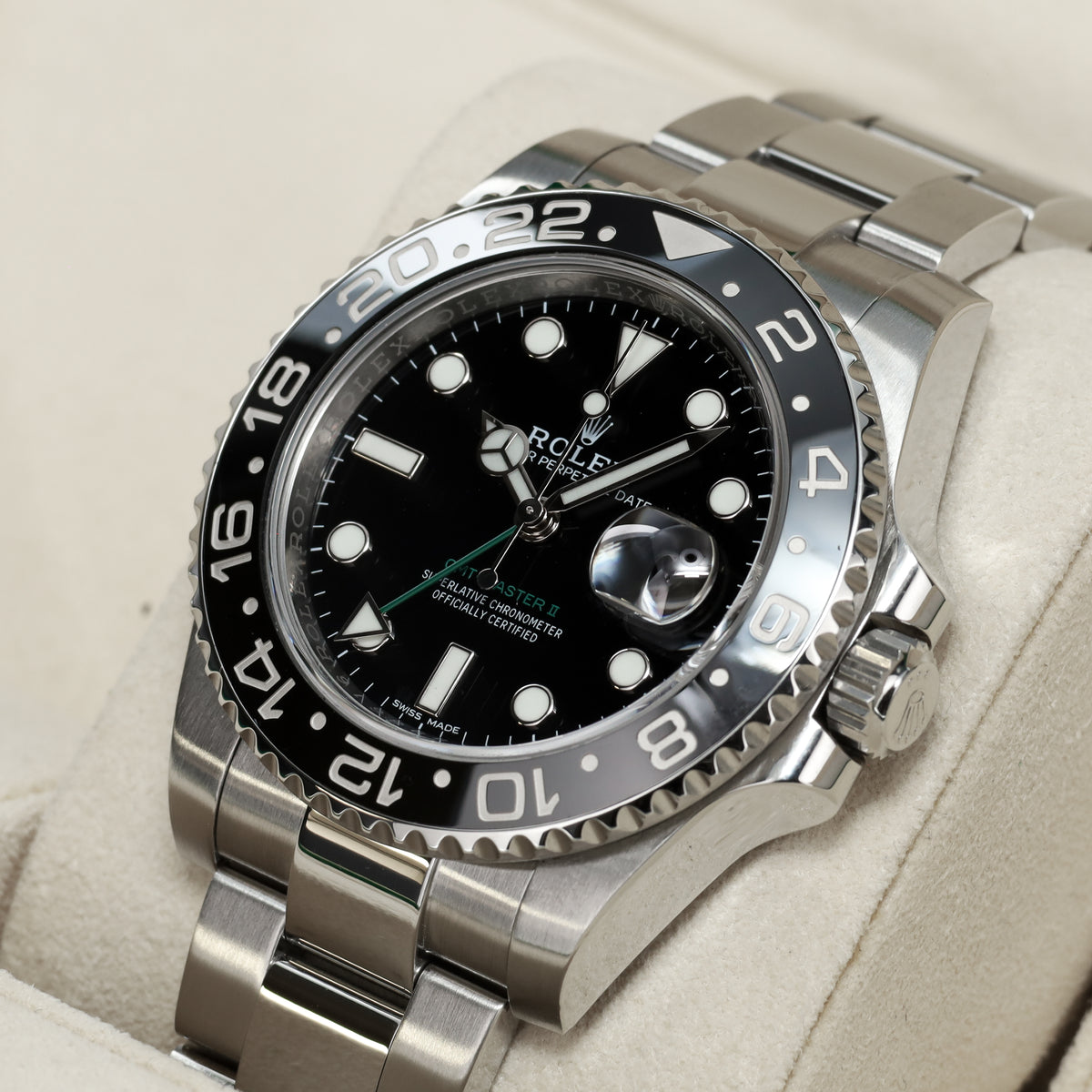 Rolex GMT-Master II "Green Arrow" 40mm Steel Case Black Dial Black Ceramic Bezel Oyster Bracelet 116710LN