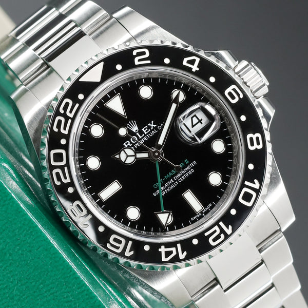 Rolex GMT-Master II "Green Arrow" 40mm Steel Case Black Dial Black Ceramic Bezel Oyster Bracelet 116710LN