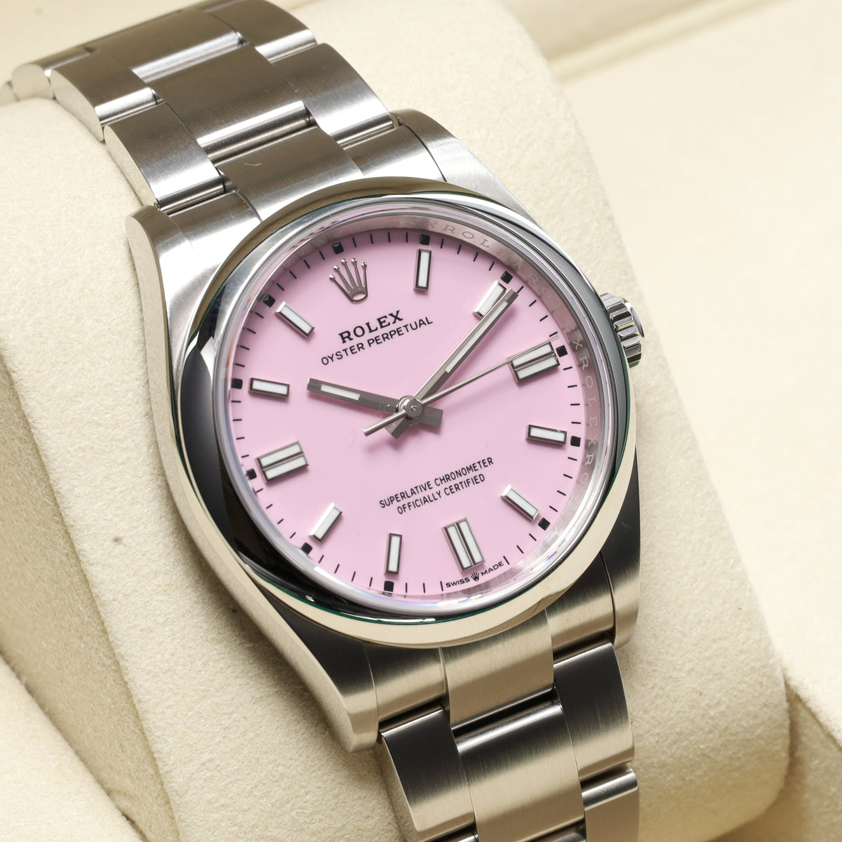 Rolex Oyster Perpetual 2025 Complete 36mm Oystersteel Pink Dial Smooth Stainless Steel Bezel Oyster Bracelet 126000