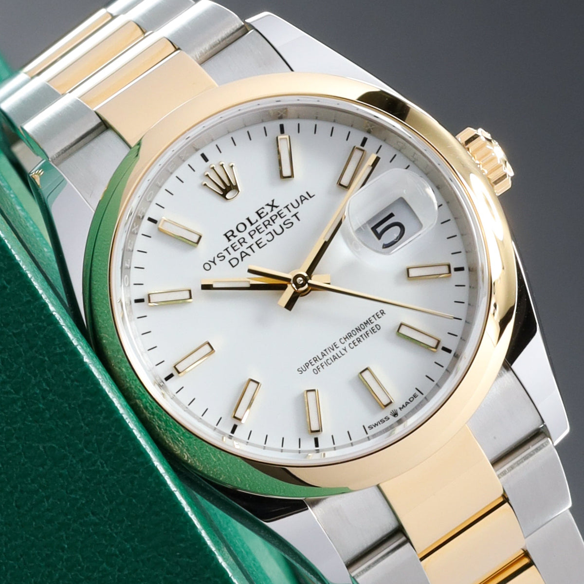 Rolex Datejust 2025 Complete 36mm Two Tone White Dial Smooth Bezel Oyster Bracelet 126203