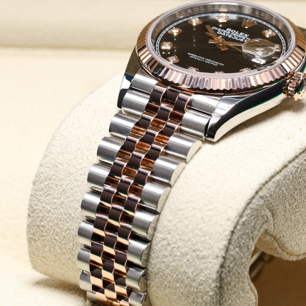Rolex Datejust 36mm 2025 Complete Set Rose Gold Steel Black Diamond Dial Jubilee Fluted 126231