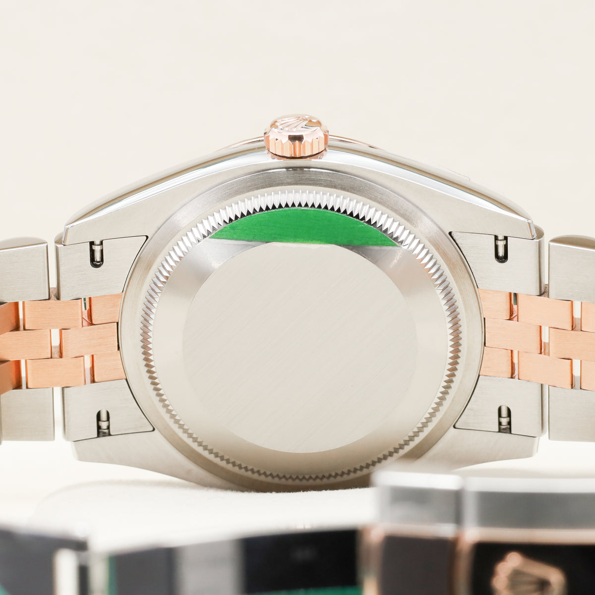Rolex Datejust 2026 Complete 36mm Oystersteel and 18k Everose Gold Green with Roman Numerals Dial 18k Everose Gold Fluted Bezel  Oystersteel and Everose Gold Jubilee Bracelet 126231