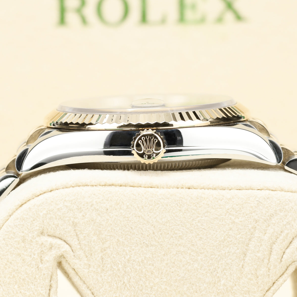 Rolex Datejust Complete 36mm Two Tone Slate Gray Wimbledon Dial Yellow Gold Fluted Bezel Jubilee Bracelet 126233