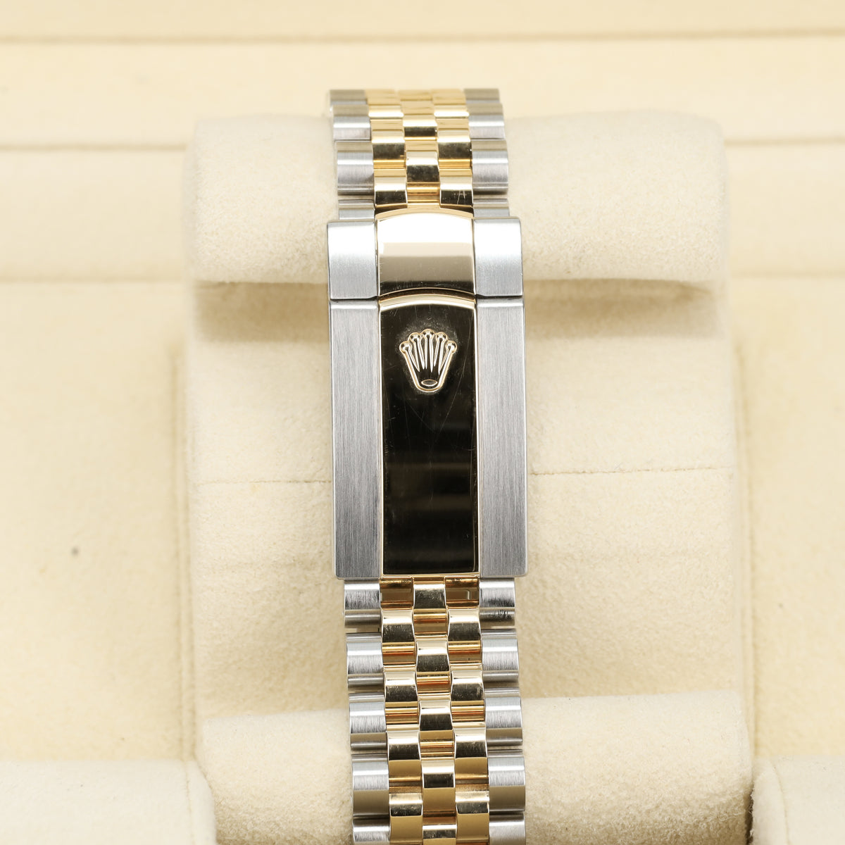 Rolex Datejust Complete 36mm Two Tone Slate Gray Wimbledon Dial Yellow Gold Fluted Bezel Jubilee Bracelet 126233