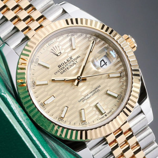 Rolex Datejust 2024 Complete 41mm Oystersteel Stainless Steel & 18K Gold Champagne Fluted Motif Dial 18K Gold Fluted Bezel Two-Tone Oystersteel & 18K Gold Jubilee Bracelet 126331