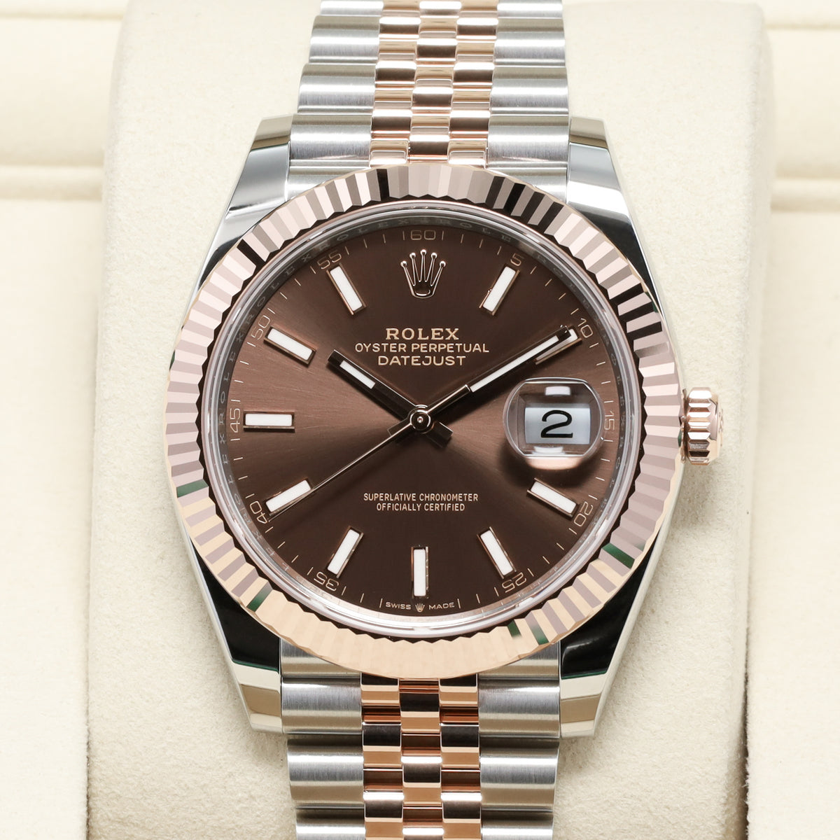 Rolex Datejust 2026 Complete 41mm Oystersteel and 18k Everose Gold Chocolate Brown Dial 18k Everose Gold Fluted Bezel Two-Tone Oystersteel and Everose Gold Bracelet with Oysterclasp  126331