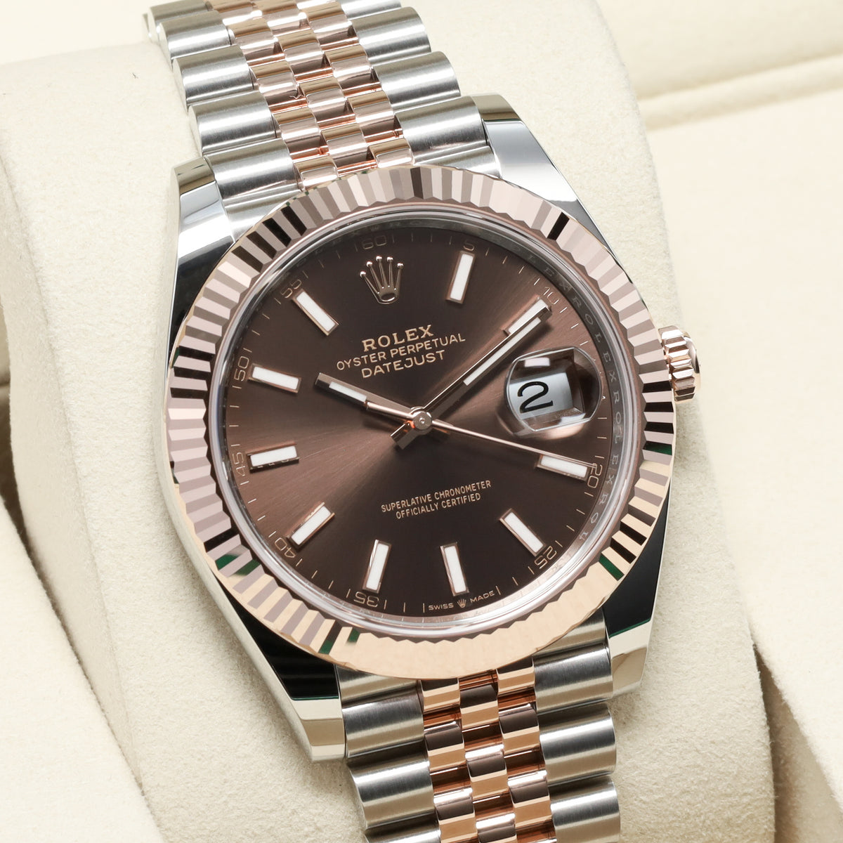 Rolex Datejust 2026 Complete 41mm Oystersteel and 18k Everose Gold Chocolate Brown Dial 18k Everose Gold Fluted Bezel Two-Tone Oystersteel and Everose Gold Bracelet with Oysterclasp  126331