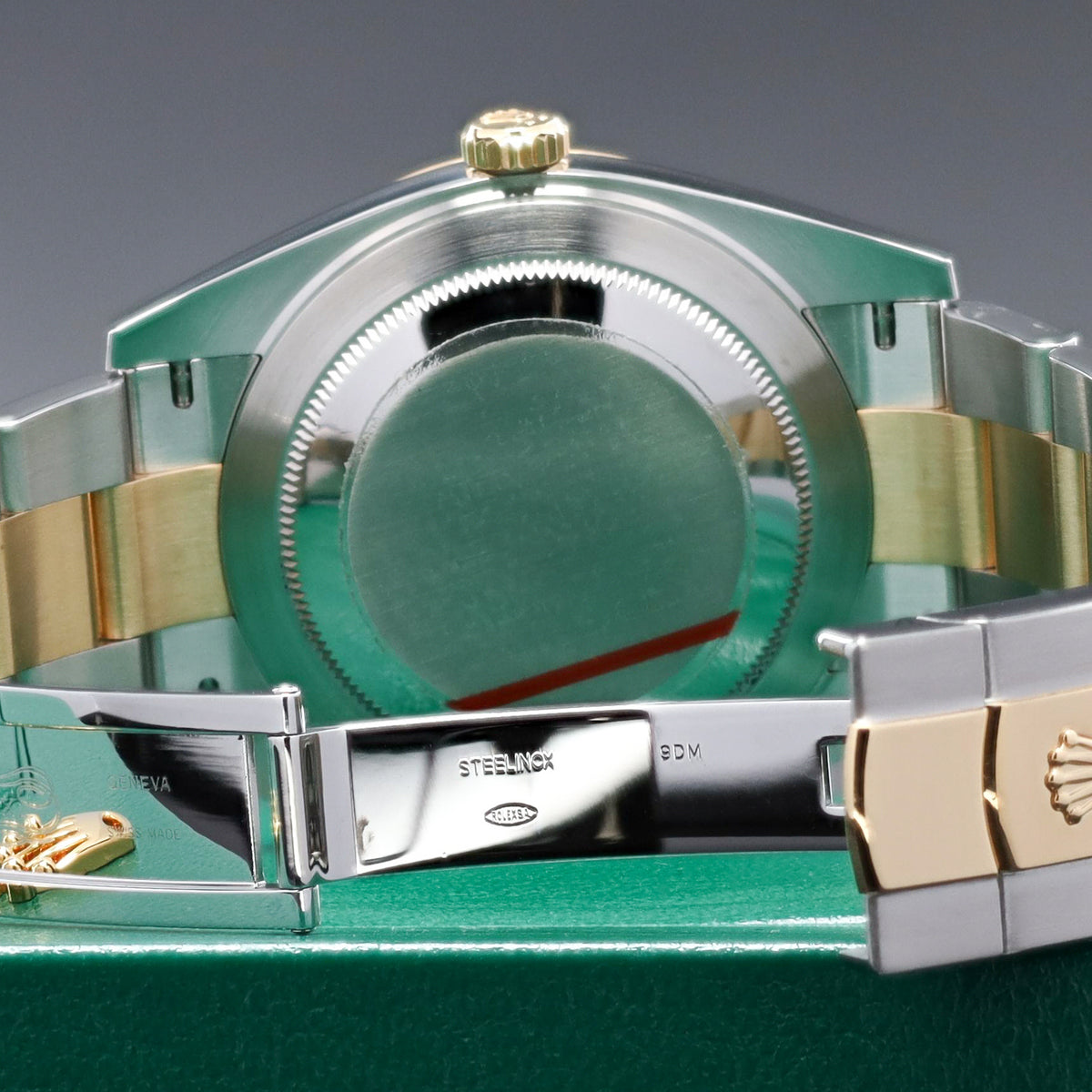 Rolex Datejust 2021 Complete 41mm Steel And Yellow Gold Slate Gray Dial With Green Roman Numerals Wimbledon Fluted Bezel Oyster Bracelet 126333