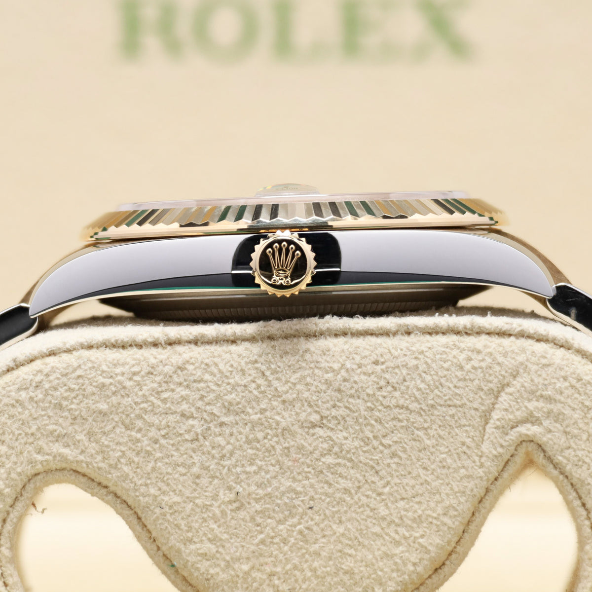 Rolex Datejust 2021 Complete 41mm Steel And Yellow Gold Slate Gray Dial With Green Roman Numerals Wimbledon Fluted Bezel Oyster Bracelet 126333