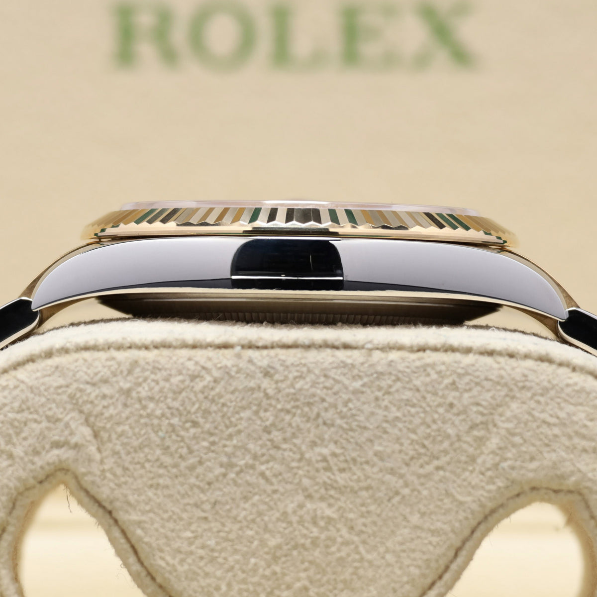 Rolex Datejust 2021 Complete 41mm Steel And Yellow Gold Slate Gray Dial With Green Roman Numerals Wimbledon Fluted Bezel Oyster Bracelet 126333
