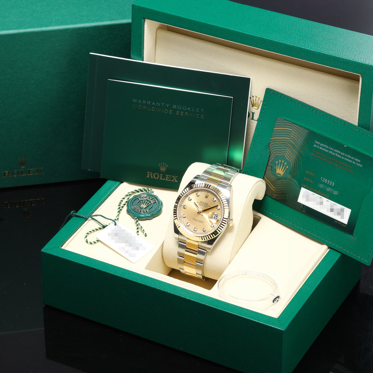 Rolex Datejust 36mm Oystersteel Champagne Dial Fluted Bezel Two Tone Oyster Bracelet 126333