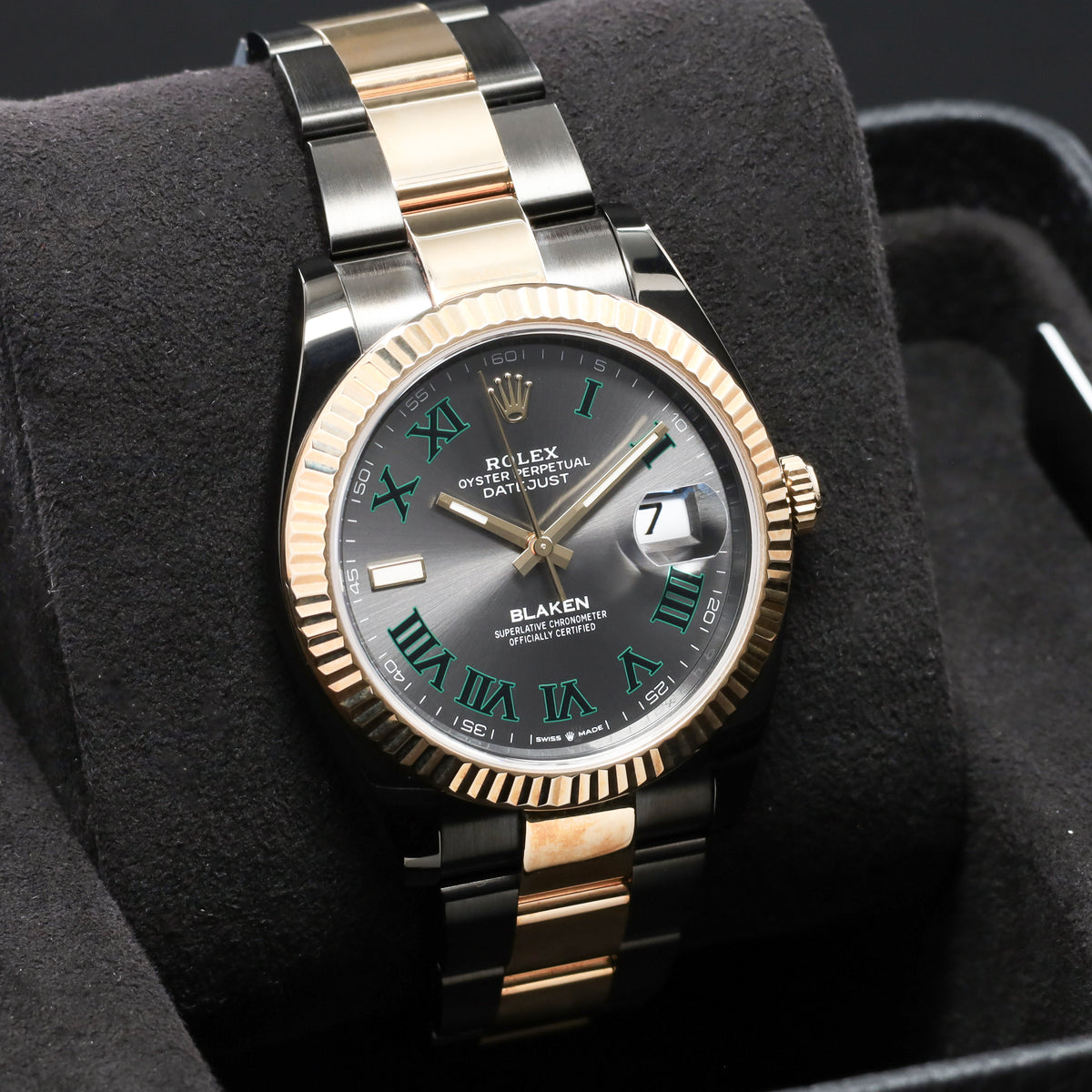 Rolex Datejust 2026 Complete 41mm Oystersteel and Everose Gold Wimbledon Slate Dial 18k Everose Gold Fluted Bezel Oystersteel and Everose Gold Jubilee Bracelet 126331