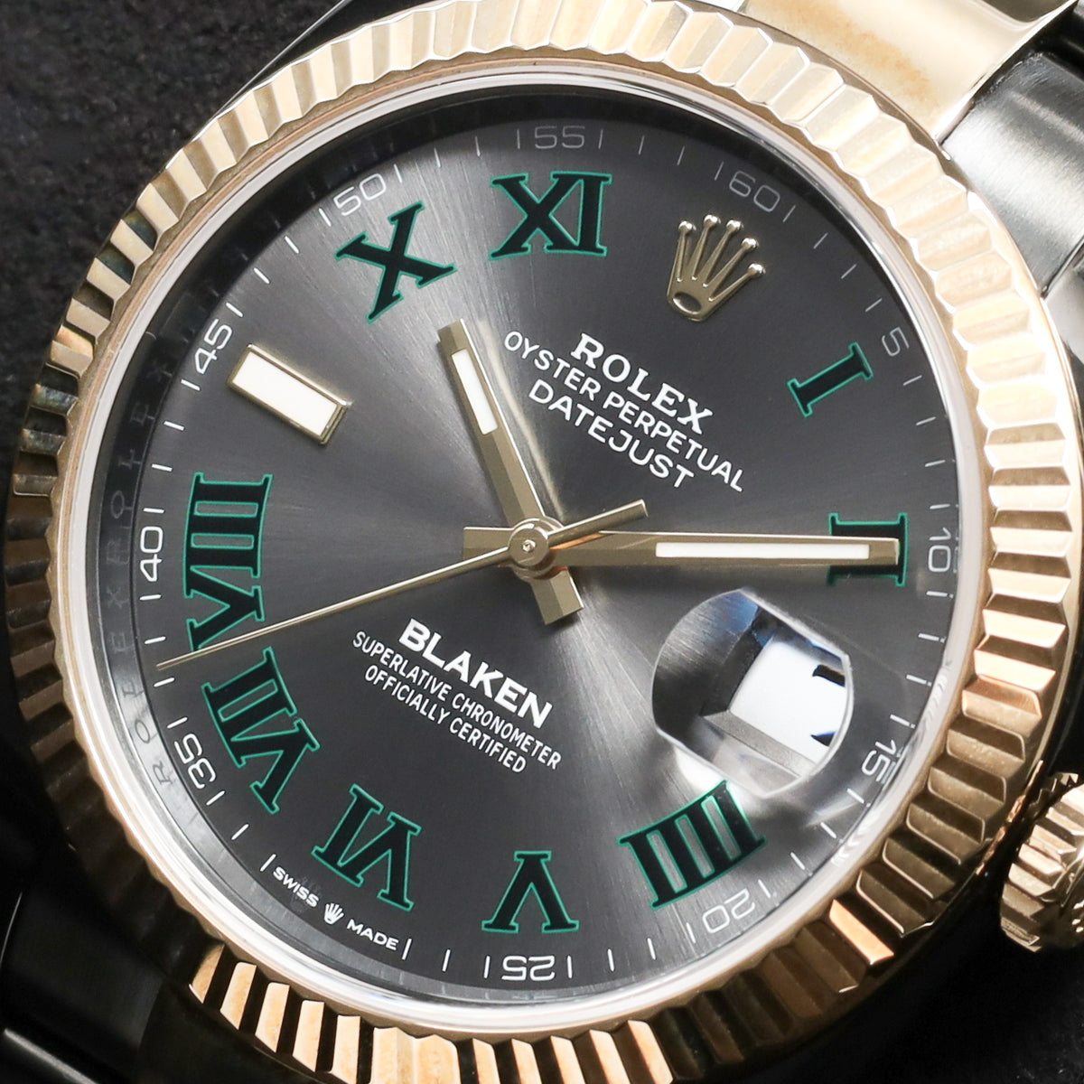 Rolex Datejust 2026 Complete 41mm Oystersteel and Everose Gold Wimbledon Slate Dial 18k Everose Gold Fluted Bezel Oystersteel and Everose Gold Jubilee Bracelet 126331