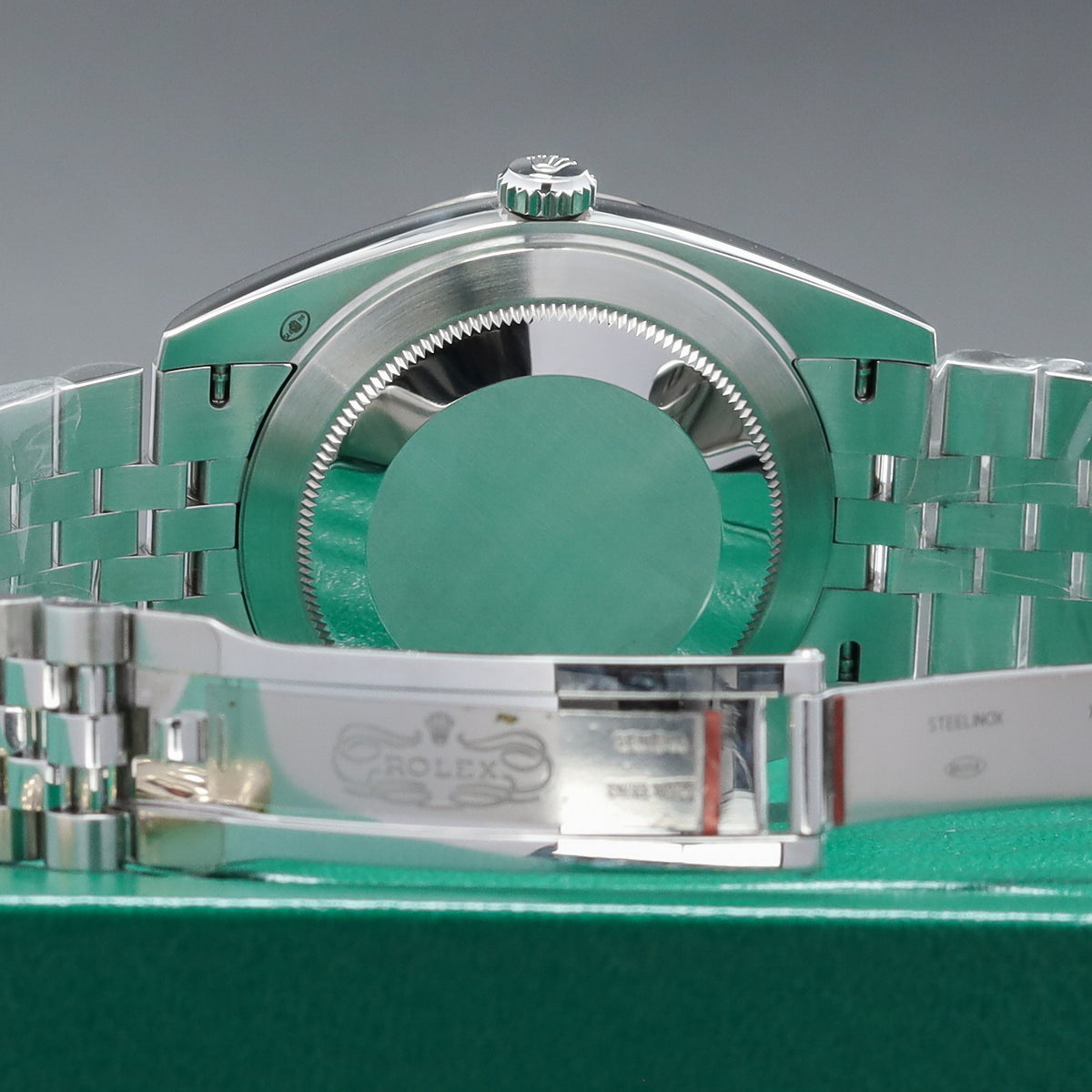 Rolex DateJust 2024 Complete 41mm Oystersteel Green Motif 18k White Gold Fluted Bezel Jubilee Bracelet 126334