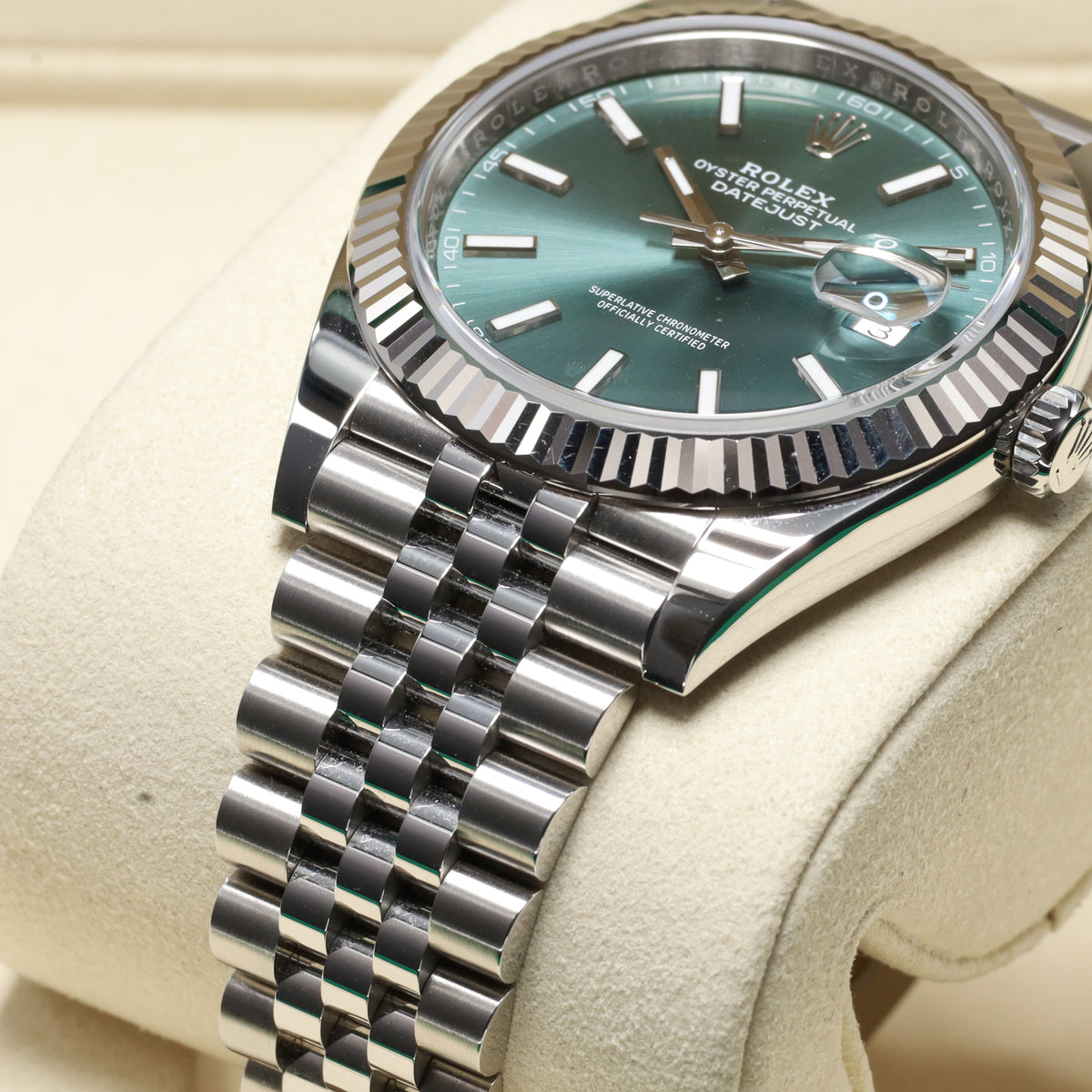 Rolex Datejust 2026 New Unworn 41mm Steel Green Dial Fluted bezel 18K White Gold Jubilee 126334