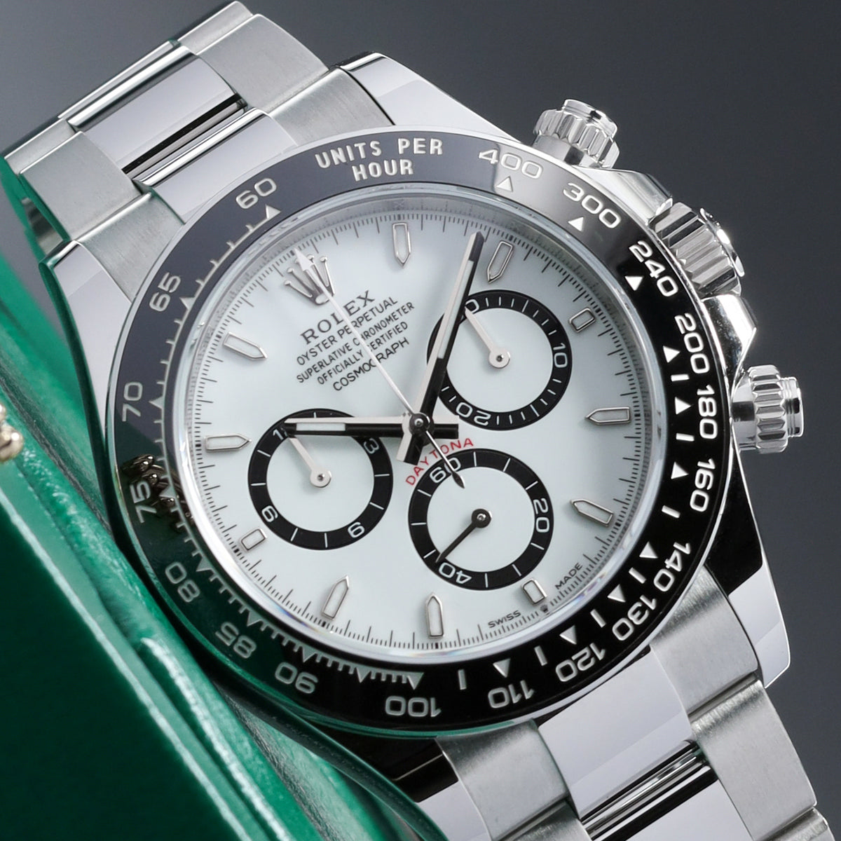 Rolex Daytona Panda 2026 Complete 40mm Oystersteel White Dial Black Cerachrom Ceramic Tachymeter Bezel Oyster Bracelet 126500LN