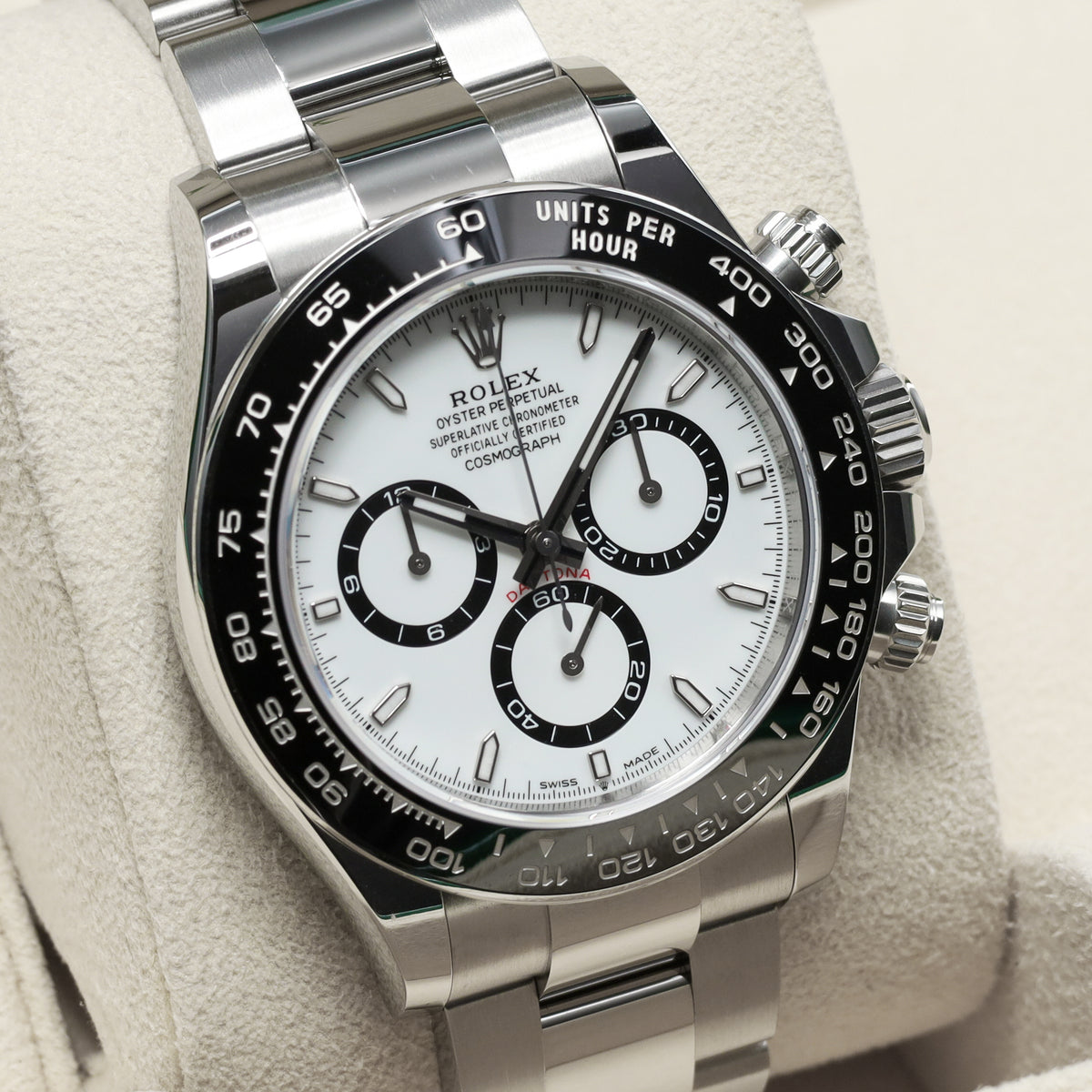 Rolex Daytona Panda 2026 Complete 40mm Oystersteel White Dial Black Cerachrom Ceramic Tachymeter Bezel Oyster Bracelet 126500LN